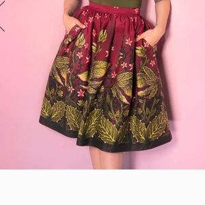 ISO Floral A-Line Skirt - Red and Green